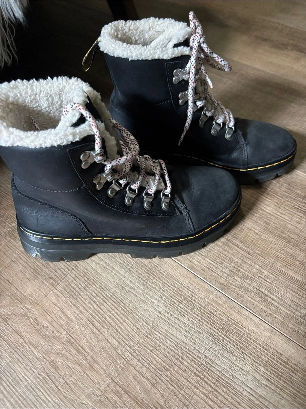 Dr. Martens Black Sherpa-Trim Lace-Up Winter Boots